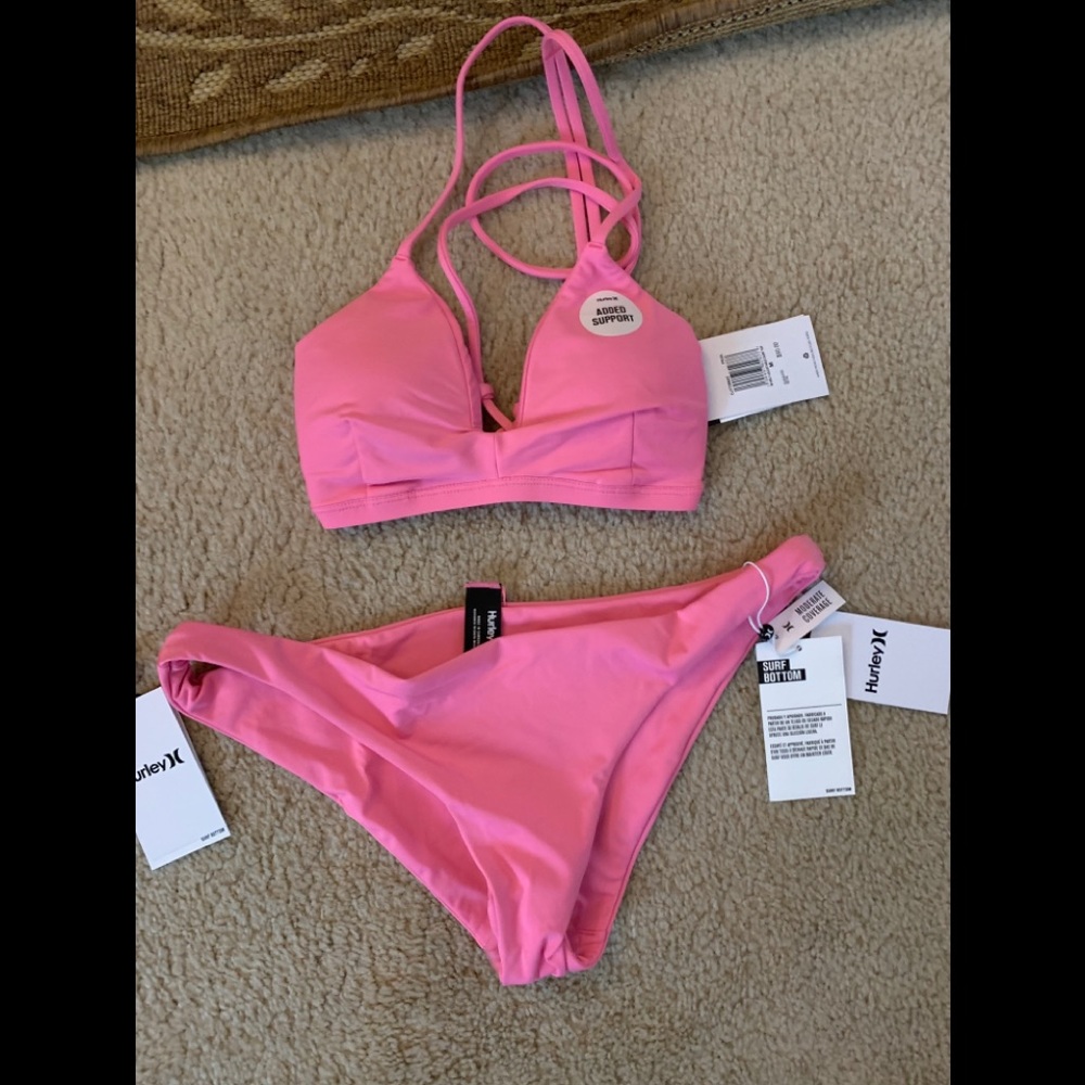 Hurley Pink Bikini Medium Top and Large Bottom
